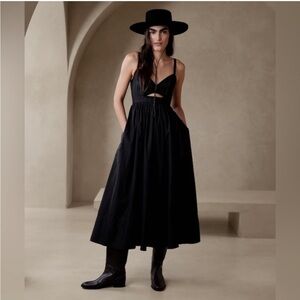 NWT! Banana Republic Black Isa Cotton Dress - Size 12 💛. (BROKEN ZIPPER)